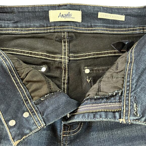 Angels Forever Young Jeans Women Sze 10 Blue Curvy Bootcut Stone Dark Wash Denim - Picture 7 of 12